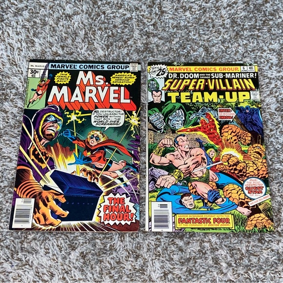 VINTAGE 1970s MARVEL Bronze Age Comics Ms. Marvel #4 & Dr. Doom / Sub-Mariner #6 - Picture 1 of 9
